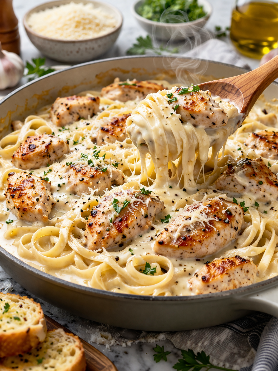 One Pot Chicken Alfredo Easy Creamy Pasta Recipe